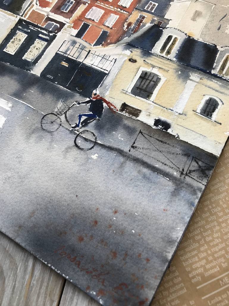 Original Documentary Bicycle Painting by Eugenia Gorbacheva