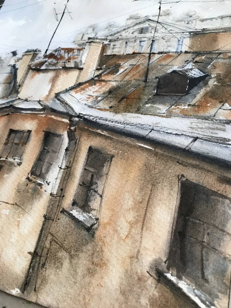 Original Documentary Architecture Painting by Eugenia Gorbacheva