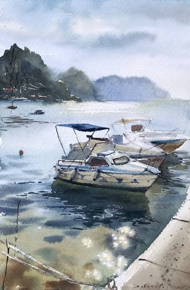 Print of Boat Paintings by Eugenia Gorbacheva