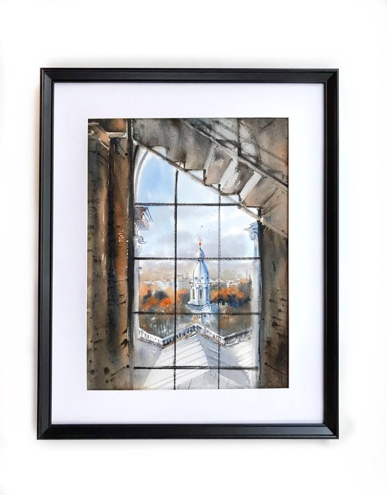 Original Documentary Architecture Painting by Eugenia Gorbacheva