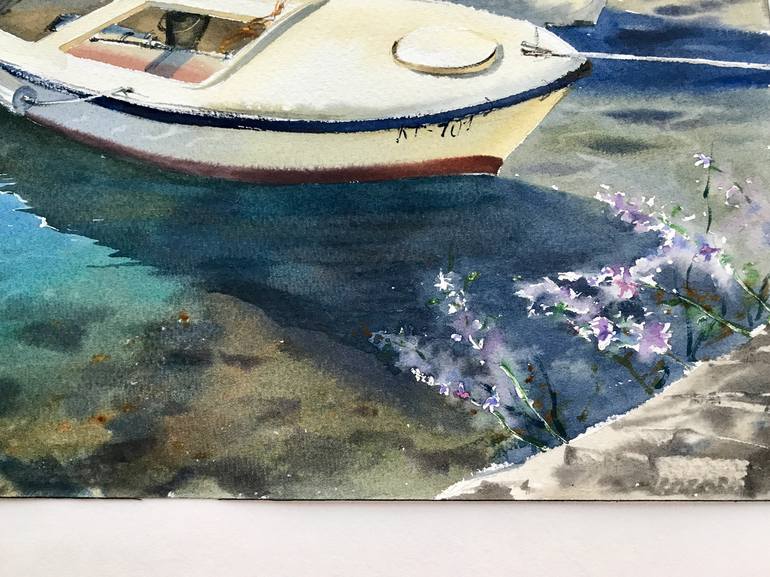 Original Boat Painting by Eugenia Gorbacheva