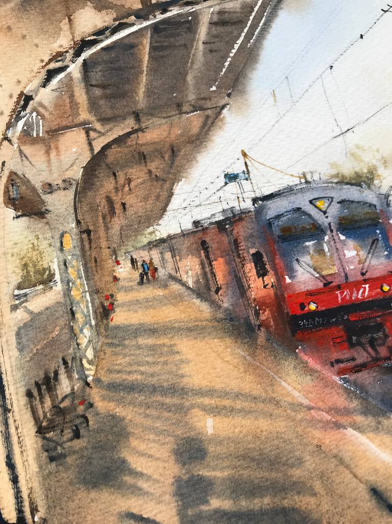 Original Documentary Transportation Painting by Eugenia Gorbacheva