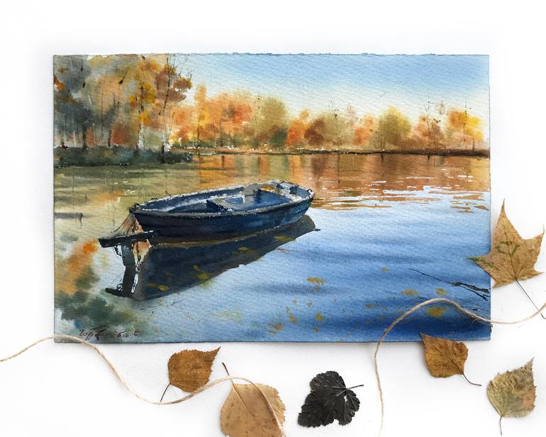 Original Documentary Boat Painting by Eugenia Gorbacheva