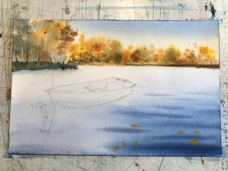 Original Documentary Boat Painting by Eugenia Gorbacheva