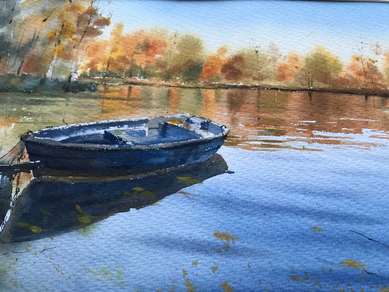 Original Documentary Boat Painting by Eugenia Gorbacheva