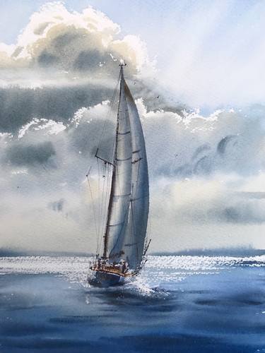 Print of Documentary Sailboat Paintings by Eugenia Gorbacheva