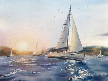 Print of Documentary Sailboat Paintings by Eugenia Gorbacheva