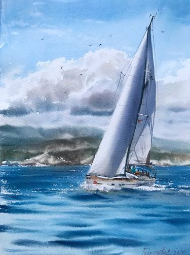 Print of Documentary Sailboat Paintings by Eugenia Gorbacheva