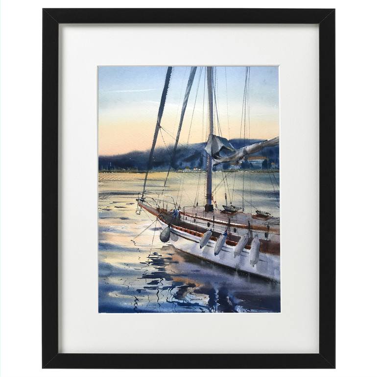 Original Documentary Sailboat Painting by Eugenia Gorbacheva