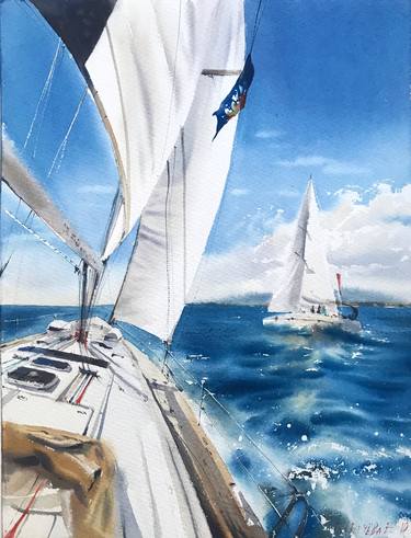 Print of Sailboat Paintings by Eugenia Gorbacheva