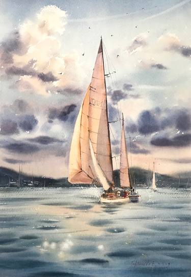 Print of Fine Art Yacht Paintings by Eugenia Gorbacheva