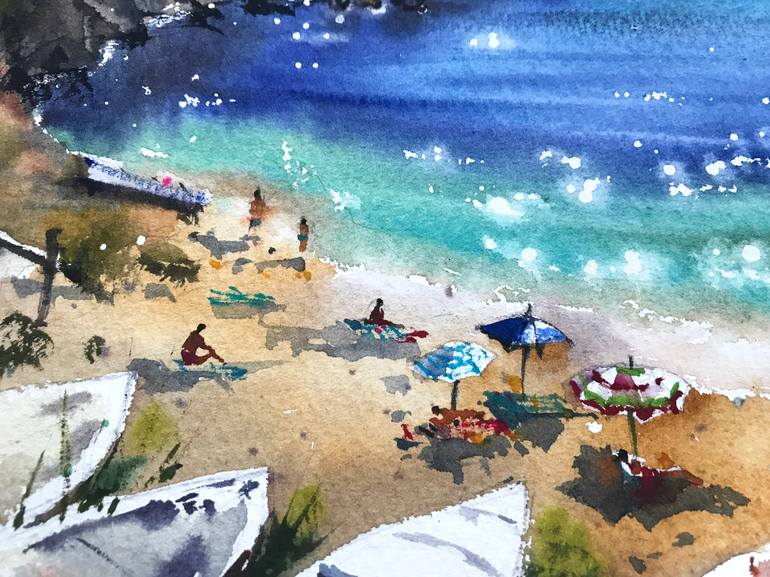 Original Impressionism Beach Painting by Eugenia Gorbacheva