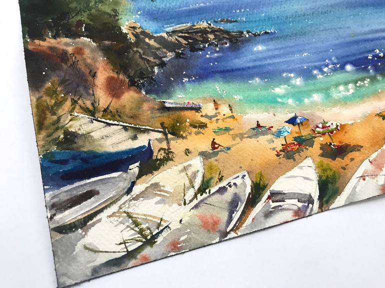 Original Impressionism Beach Painting by Eugenia Gorbacheva