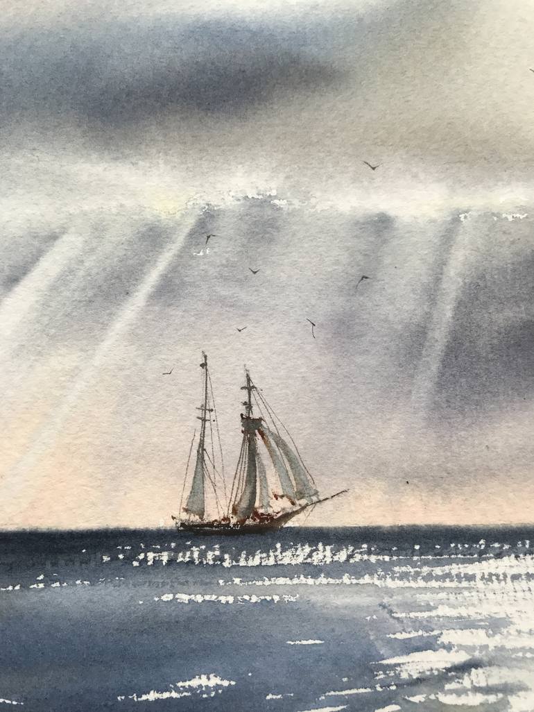 Original Ship Painting by Eugenia Gorbacheva