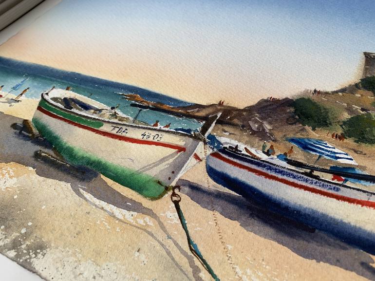 Original Expressionism Beach Painting by Eugenia Gorbacheva