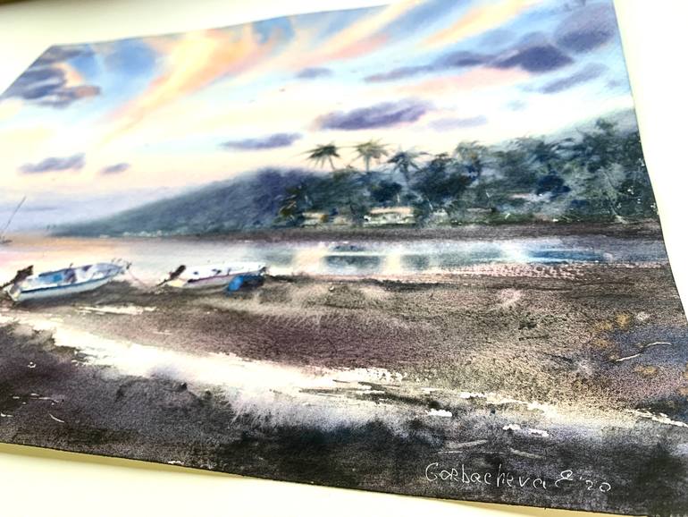 Original Expressionism Beach Painting by Eugenia Gorbacheva