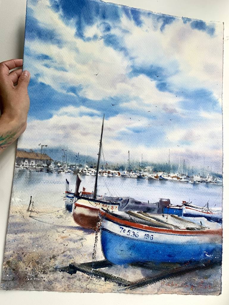 Original Boat Painting by Eugenia Gorbacheva