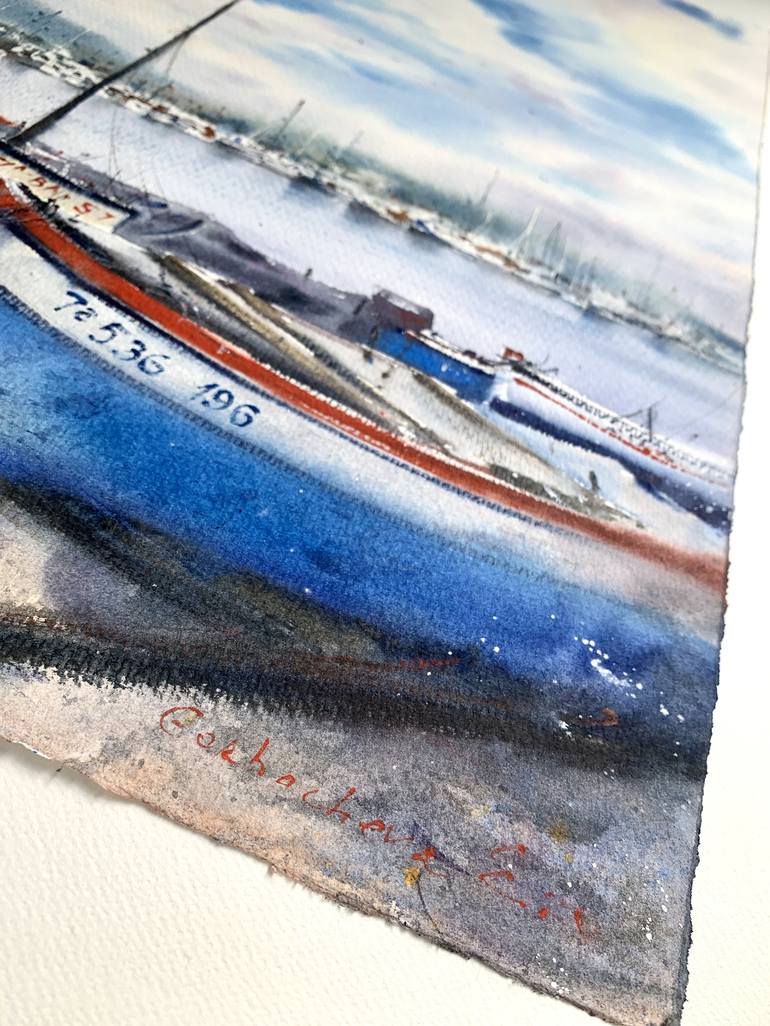 Original Boat Painting by Eugenia Gorbacheva