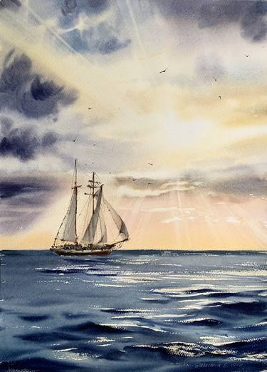 Print of Ship Paintings by Eugenia Gorbacheva