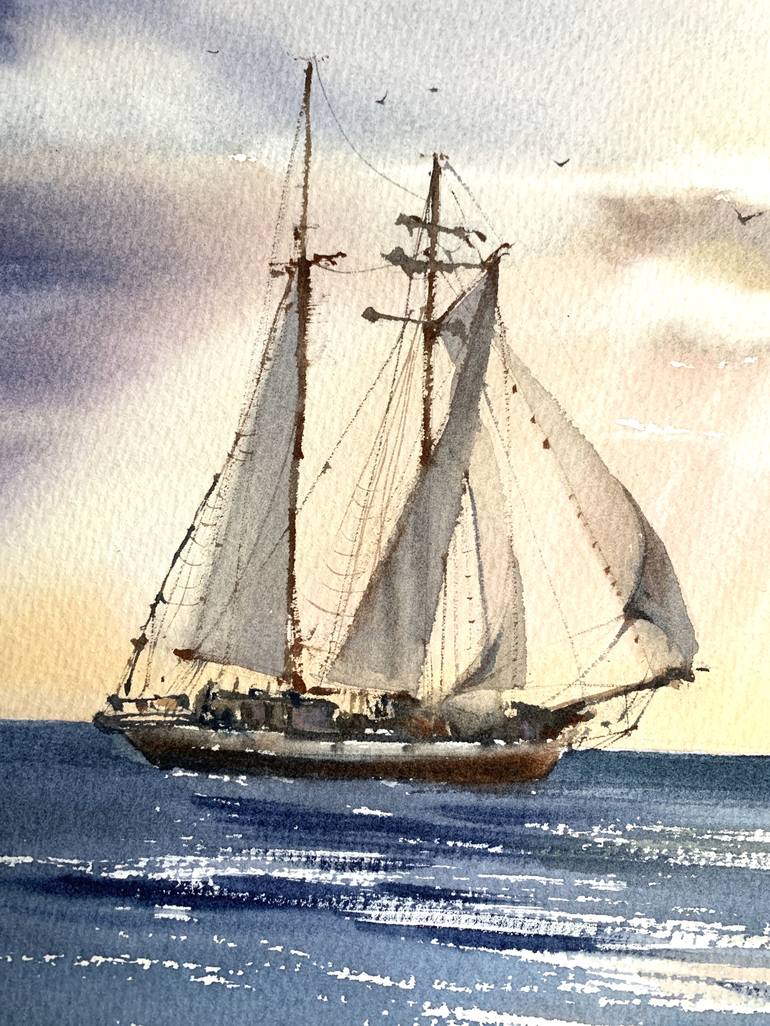 Original Ship Painting by Eugenia Gorbacheva