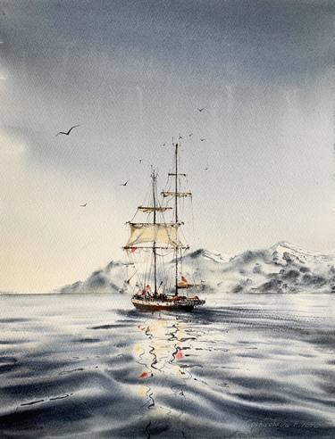 A ship off the arctic coast thumb