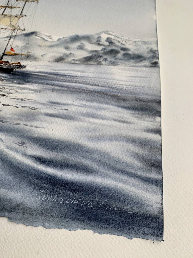 Original Expressionism Boat Painting by Eugenia Gorbacheva