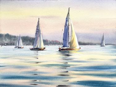 Print of Yacht Paintings by Eugenia Gorbacheva