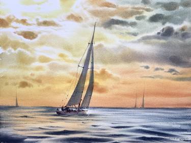Original Expressionism Yacht Paintings by Eugenia Gorbacheva