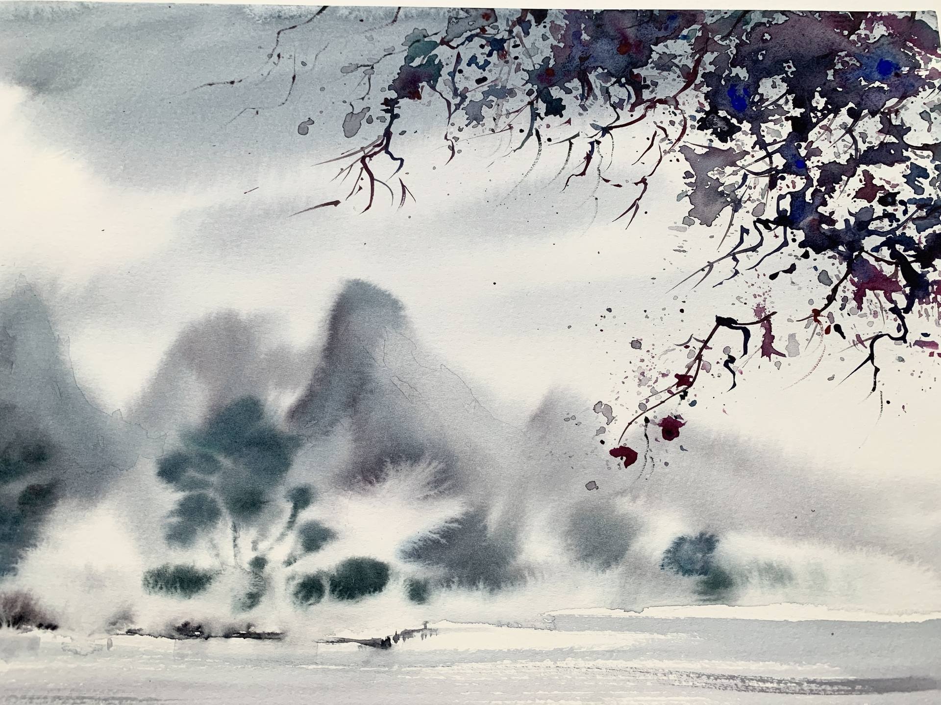 Asian Winter Landscape Painting By Eugenia Gorbacheva Saatchi Art