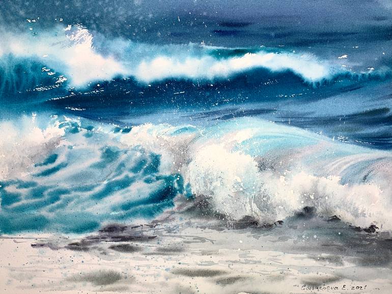 Waves In The Sea #2 Painting by Eugenia Gorbacheva | Saatchi Art