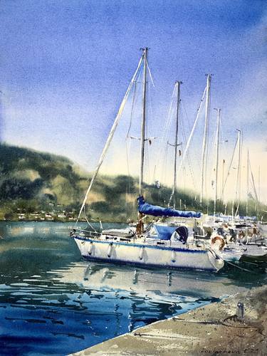 Print of Sailboat Paintings by Eugenia Gorbacheva