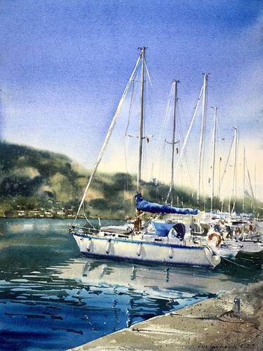 Print of Expressionism Sailboat Paintings by Eugenia Gorbacheva