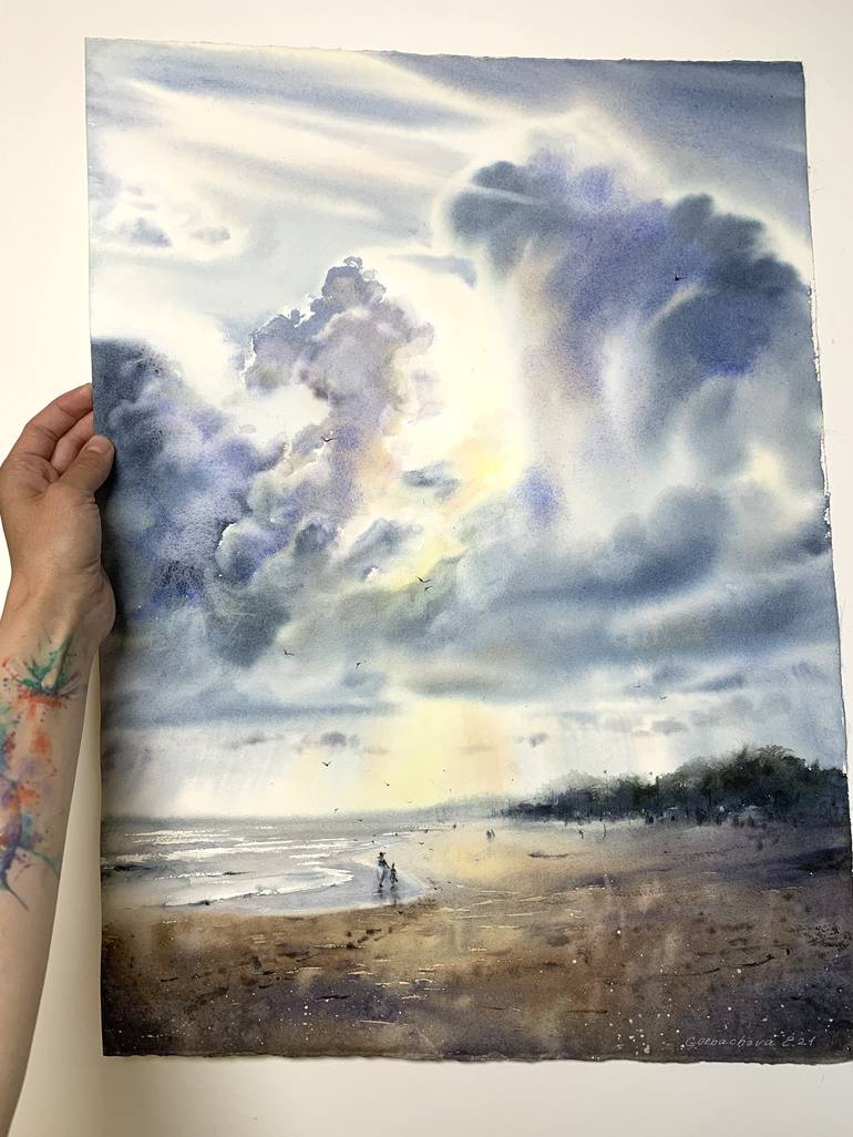 Original Expressionism Beach Painting by Eugenia Gorbacheva