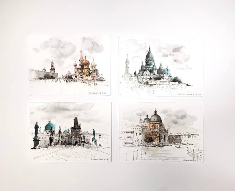 Original Expressionism Architecture Painting by Eugenia Gorbacheva