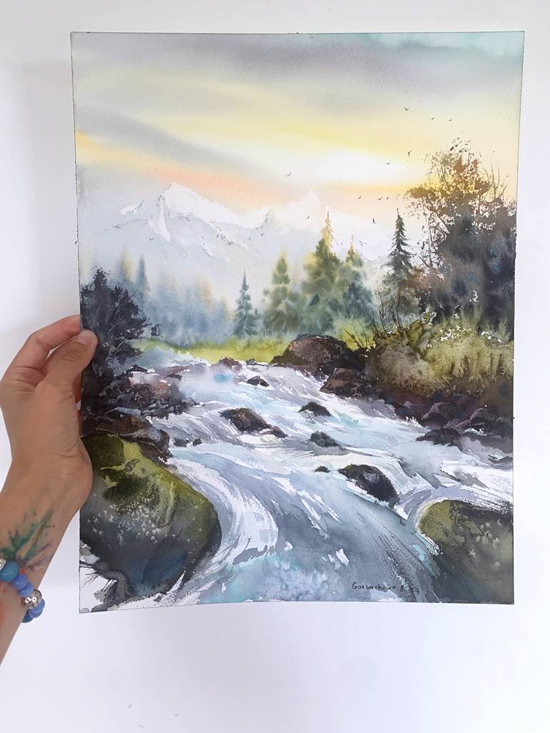 Original Expressionism Landscape Painting by Eugenia Gorbacheva