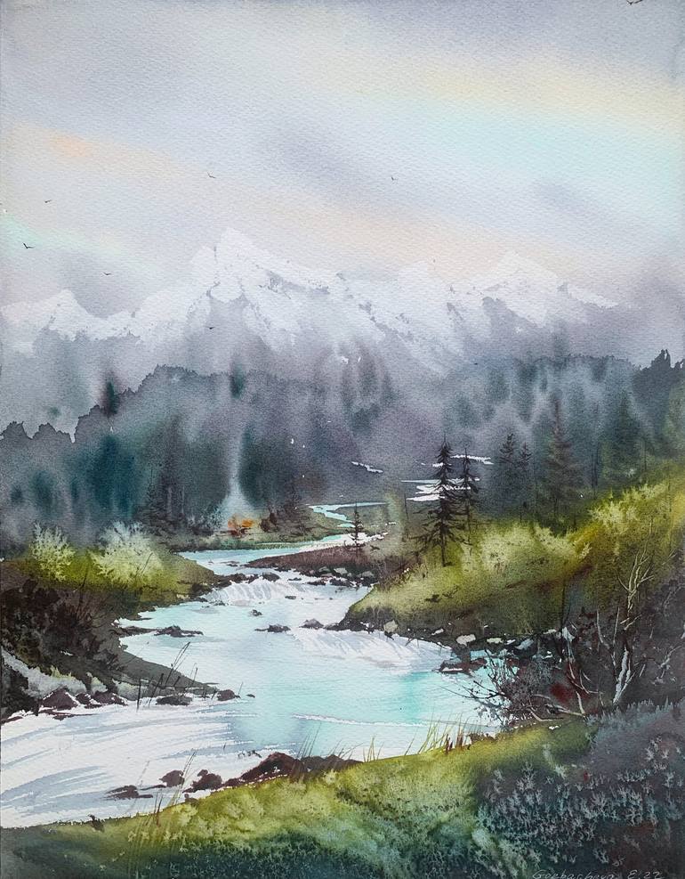 Print of Expressionism Landscape Paintings by Eugenia Gorbacheva