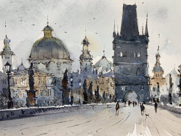 Original Expressionism Cities Painting by Eugenia Gorbacheva