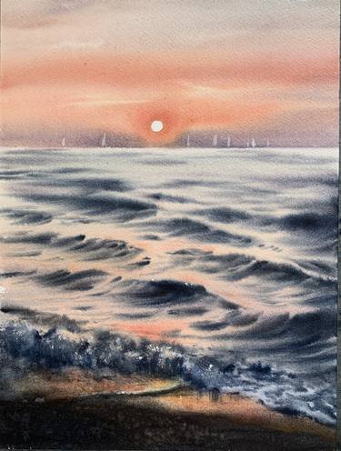 Print of Seascape Paintings by Eugenia Gorbacheva