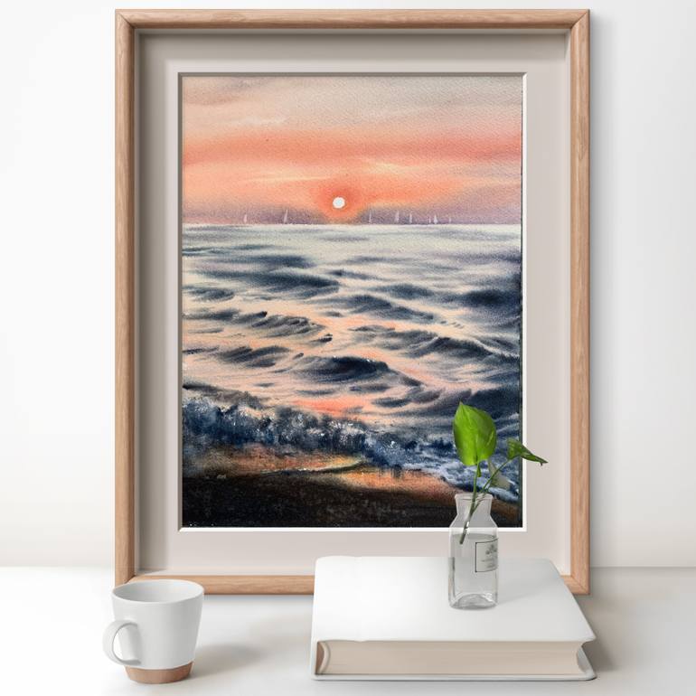 Original Expressionism Seascape Painting by Eugenia Gorbacheva