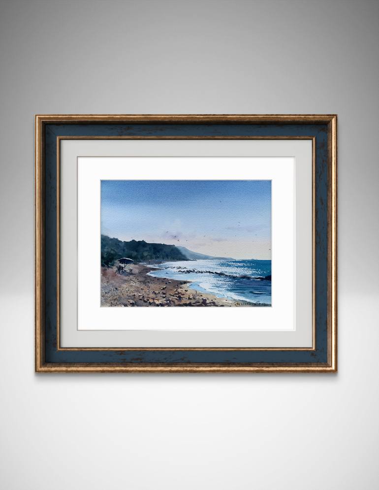 Original Expressionism Beach Painting by Eugenia Gorbacheva