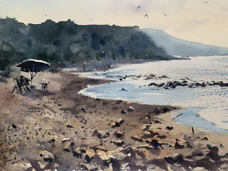 Original Expressionism Beach Painting by Eugenia Gorbacheva