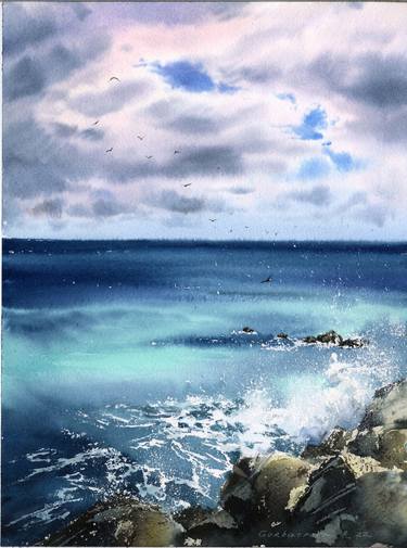 Print of Expressionism Seascape Paintings by Eugenia Gorbacheva