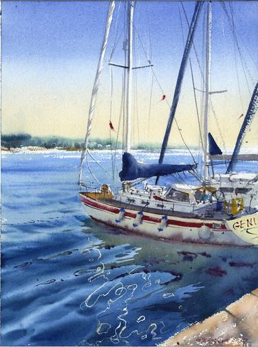Original Expressionism Sailboat Paintings by Eugenia Gorbacheva