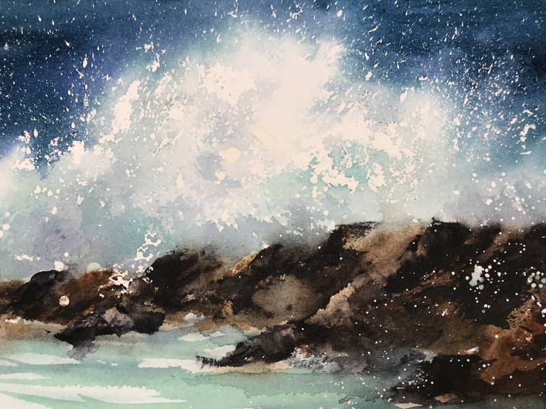 Original Minimalism Seascape Painting by Eugenia Gorbacheva