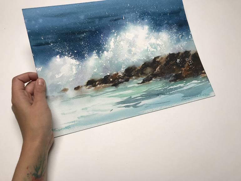 Original Minimalism Seascape Painting by Eugenia Gorbacheva