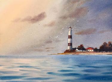 Sunset on the sea Lighthouse #4 thumb