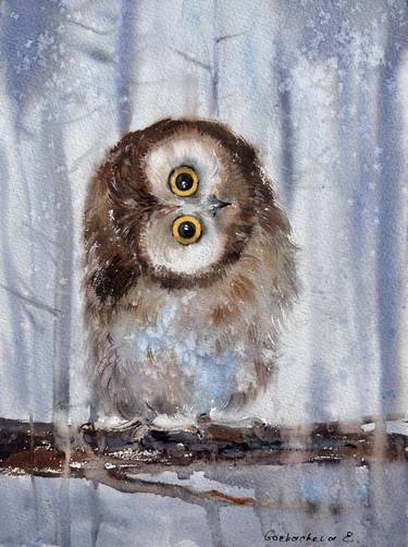 Owlet in the winter forest thumb