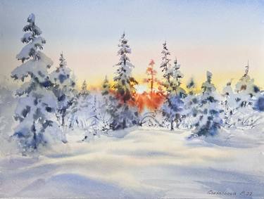 Winter Forest Sunset thumb