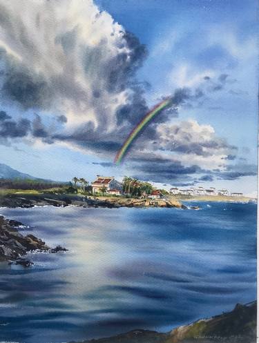 Sea coast of Cyprus Clouds Rainbow #2 thumb
