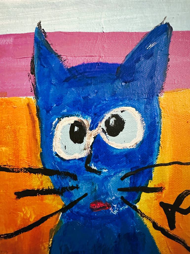 Original Conceptual Animal Painting by LF Tha Blue Cat